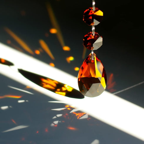 20pcs 38mm Teardrop Chandelier Crystals Pendant Replacement Prism Suncatcher Parts Connected Glass Octagon Beads