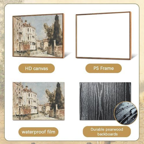 ARTZIO Framed Italian Landscape Wall Art, 8x10in Venice Grand Canal Oil Painting for Living Room, Bedroom Decor