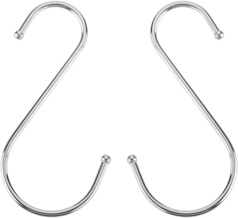 MroMax Stainless Steel S Hooks, 125mm/4.92" Silver S Shaped Hook Hangers for Kitchen, Bathroom, Bedroom, Storage Room,
