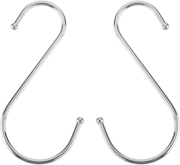 MroMax Stainless Steel S Hooks, 125mm/4.92" Silver S Shaped Hook Hangers for Kitchen, Bathroom, Bedroom, Storage Room,