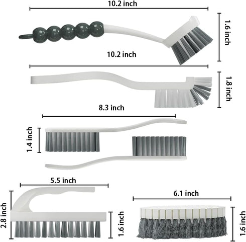 6 PCS Cleaning Brush Set - Scrub Brushes for Kitchen and Bathroom, Ideal for Dishes, Tiles, Corners, and Floors