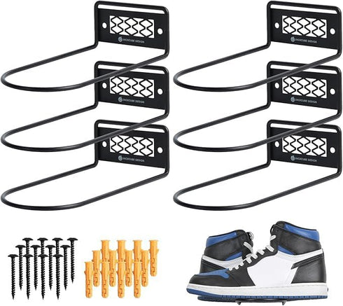 J JACKCUBE DESIGN Black Metal Floating Shoe Display Shelves for Wall Mount,