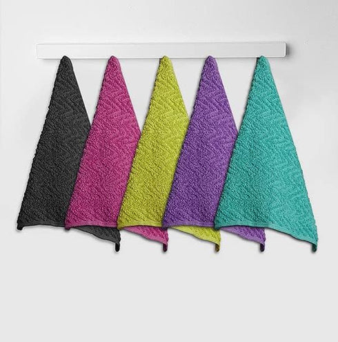 '-16 Pack -12" 12"- ZUPERIA Zigzag Multicolor Wash Cloths x Highly Absorbent Soft Washcloths for Face, Gym Towels, Hotel