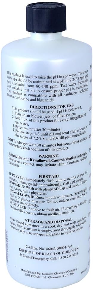 1-Quart SpaChoice Premium Increase pH, Liquid pH Increaser for Hot Tub, Made in USA
