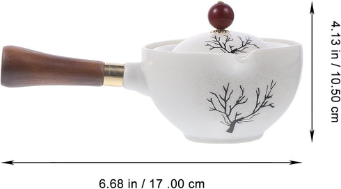 HEMOTON Tea Maker Ceramic Side Handle Jug Turkish Household Tool Set Mini Insulated Chinese Tea Household Delicate Tea Kettle Ceramic Teaware Tea Making Pot To Rotate Cup Teapot by Hemoton