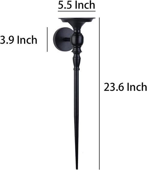 Tim&Lin Set 2, Wall Sconce Candle Holder of Large Black Scepter Design Metal Wall Candle Holder, Home Wall Decoration