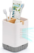 Boperzi Toothbrush and Toothpaste Holder - Bamboo Divider Bathroom Countertop Organizer for Electric Toothbrush Storage