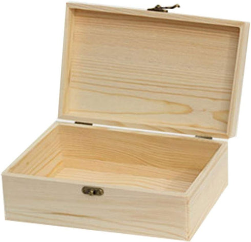 Zhou Pine Wood Storage Box - Natural DIY Accessories Set with Hinged Lid, Perfect for Art Lovers and Family Collections