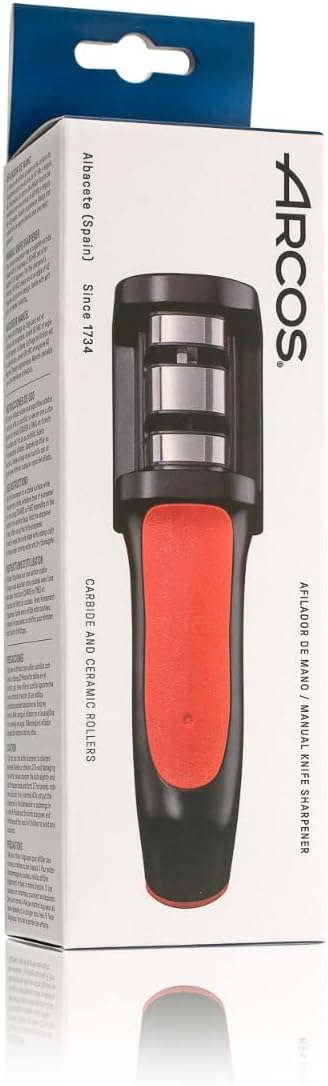 Arcos Sharpeners Manual Knife Sharpener Tool - Made of ABS + TPE, Keep Your Knives Razor Sharp