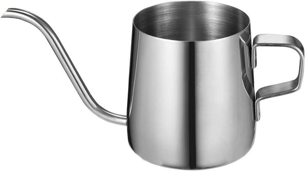Long Narrow Spout Coffee Pot (8.7 Oz) Small Fine Stainless Pour Over Drip Coffee Pot Gooseneck Tea Kettle (Silver,