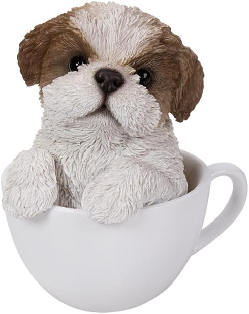 Pacific Giftware Adorable Teacup Pet Pals Puppy Collectible Figurine, 5.75 Inches (Shih Tzu)