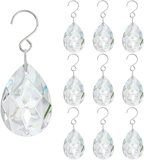 10pcs 38mm Clear Crystal Teardrops Chandelier Parts,Chandelier Crystal Prisms Pendants with Hook,Hanging