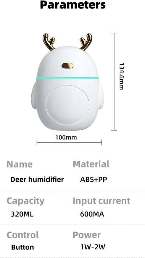 Adorable Diffuser with Ultrasonic Tech, USB-Powered Portable Diffuser for Essential Oils, Small Humidifier for Home