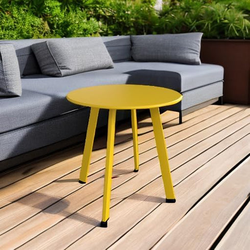 Round Outdoor Side Table with Square Feet - Perfect for Patios and Balconies