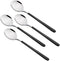 4-Piece Stainless Steel Dinner Spoons, 8 inches Comfort Long Handle, Mirror Polished Flatware, Dishwasher Safe (Black)