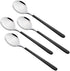 4-Piece Stainless Steel Dinner Spoons, 8 inches Comfort Long Handle, Mirror Polished Flatware, Dishwasher Safe (Black)