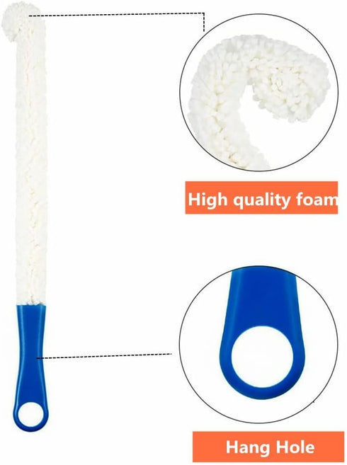 Wine Cleaning Brush, Flexible Long Bottle Cleaner for Decanters, Goblets, Glasses, Dark Blue