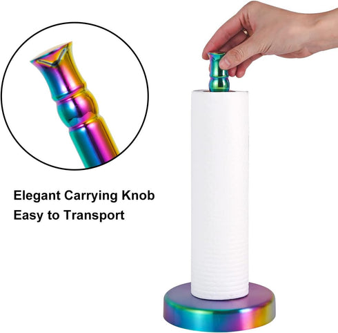 Countertop, Paper Towel Holder Rainbow Kitchen Paper Towel Holder Stand with Stainless Steel Base for Kitchen