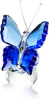 H&D Crystal Flying Butterfly Figurine with Crystal Ball Base, Cut Glass Ornament, Collectible (Blue)