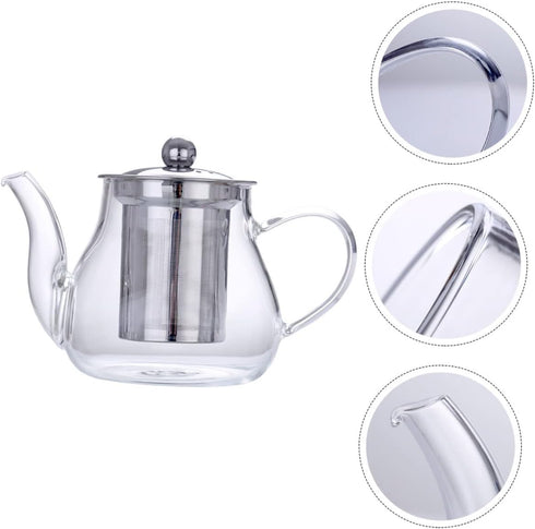 1 Set Teapot Loose Leaf Tea Maker, Glass Tea Pot with Water Pitcher and Stainless Steel Infuser