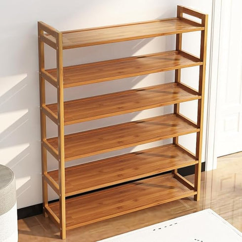 YABEY 6 Tiers Natural Bamboo Shoe Rack (26.77 x 9.84 x 35.43)"(L x