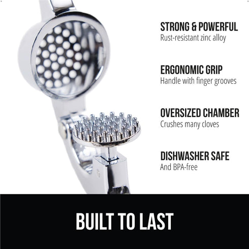 Set, GORILLA GRIP Garlic Press and Peel Heavy Duty Mincer Tool, Large Ergonomic Handle, Easily Mince and Crush Garlics