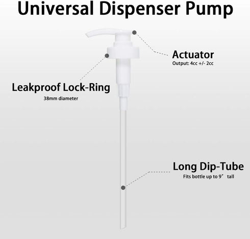 Gallon Pump Dispenser - Fits Most 1 Gallon Jugs and Containers, 38/400 Snow Cone Syrup Pump Lid Replacement (12 Pack)