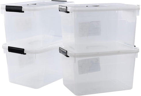 4-Pack Clear Latch Storage Box with Lid, 10.5 Quart Plastic Storage Bin