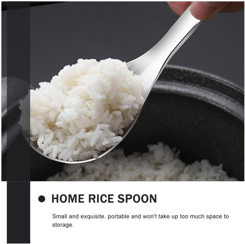 BESTonZON Rice Paddle Rice Spoon Stainless Steel Kitchen Utensil Rice Scooper Rice Spatula Soup Scoop Food Serving Spoon for Home Restaurant