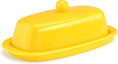 Yedio Ceramic Butter Dish with Lid for Countertop, 8 Inch Butter Holder with Knob Handle for East/West Coast Butter