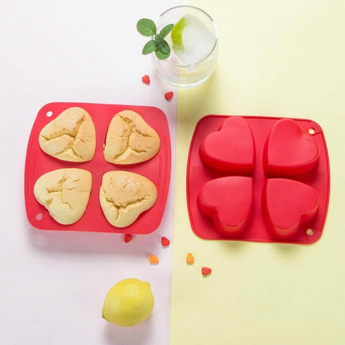 Webake Silicone Heart Mold, Heart Shaped Small Cake Pans for Baking, Jelly, Pudding, Jello, Soap, 2 Pack