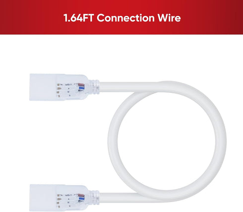 Shine Decor Connecting Parts Kit, 2 Connection Wire Cables & 1 Connector with 4-Prong Pin for RGB LED Neon Rope Lights