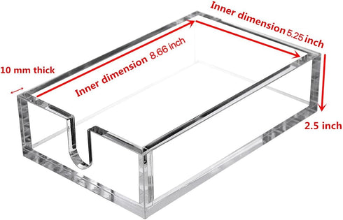 CY craft Clear Acrylic Guest Towel Napkin Holder, Modern Buffet Napkin Caddy, 9.5 x 5.5 x 2.6 Inch, Pack of 1