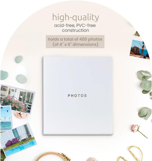 Kiera Grace Jocelyn Photo Album, 400-Pocket, Gray, with CD Storage Pocket, 13.19"x12.01"x1.5"