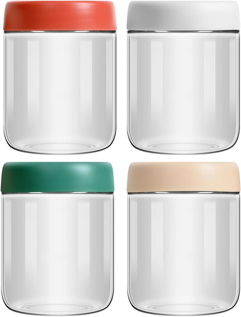 EONJOE 4-Pack Overnight Oats Containers with Lids 16oz Glass Mason Jars Meal Prep