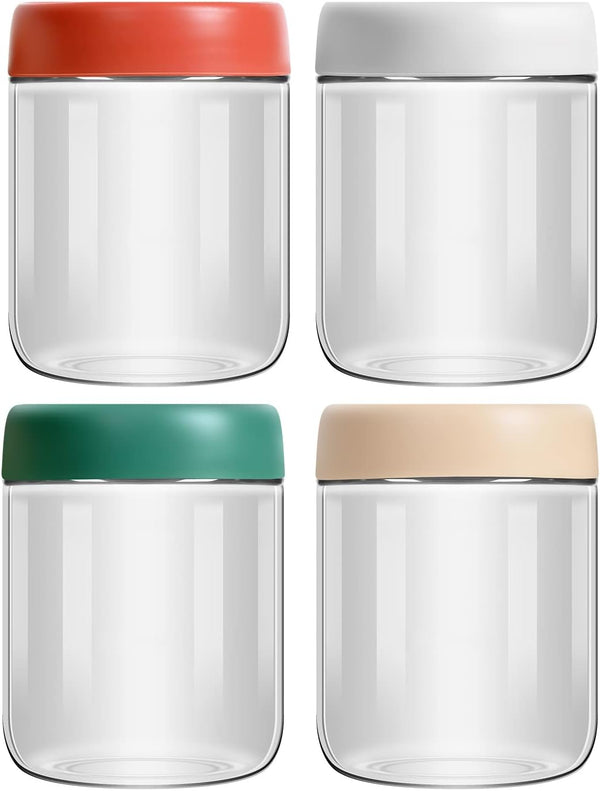 EONJOE 4-Pack Overnight Oats Containers with Lids 16oz Glass Mason Jars Meal Prep