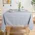 ShinyBeauty Premium Cotton Linen Tablecloth, 55"x55", Grey Solid with Handmade Tassel Trim, Elegant Farmhouse Decor