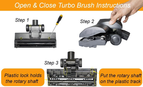 Turbo Brush Head with 1 1/4-Inch Connection, Vacuum Hose Adapter Kit for Easy Pet Hair Removal