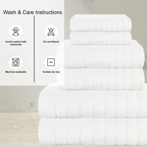 6Pcs 100% Set- 600GSM, 2Bath 2Hand 2Washcloths, Set CASA COPENHAGEN Ecstatic Egyptian Cotton Large Designer Towels Gift