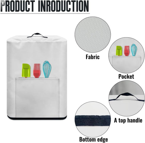 Air Fryer Cover, Insulated Dust Protection Kitchen Appliance Cover with Front Pockets and Top Handle, White Marble Gift