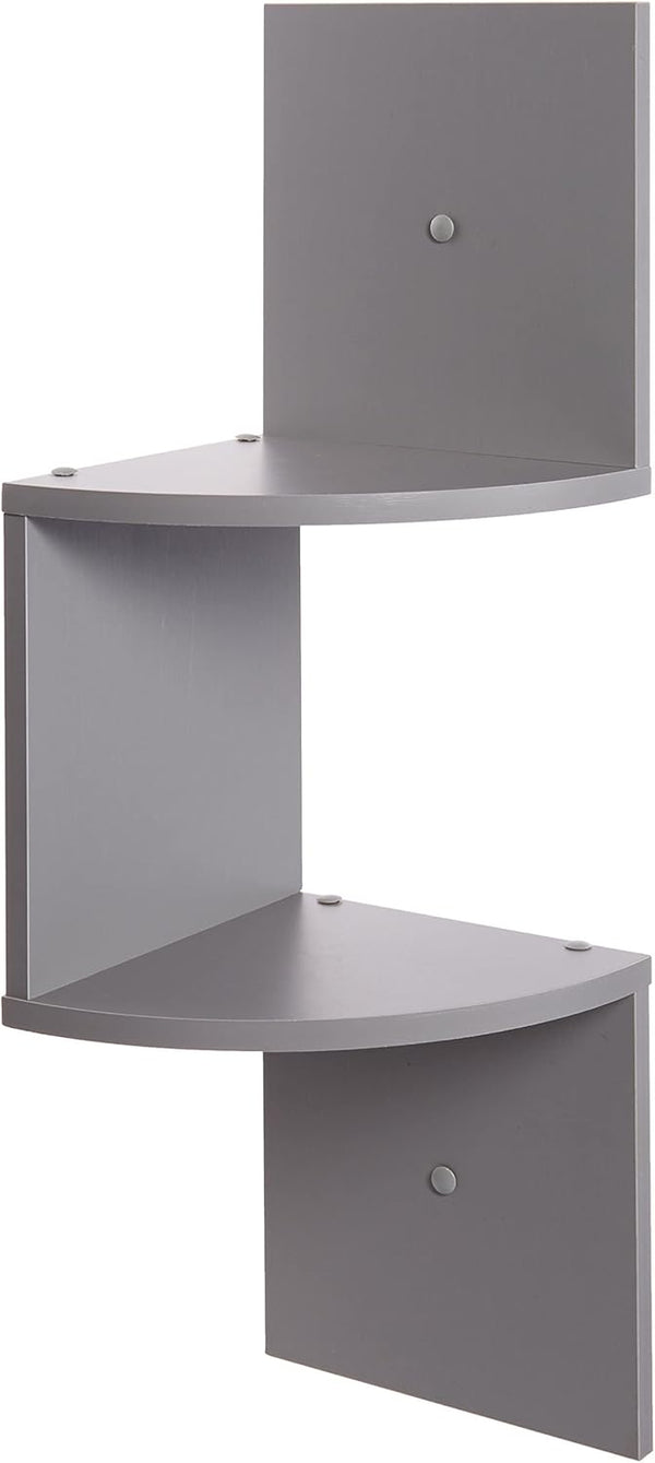 Greenco 2-Tier Corner Shelves, Gray Finish | Floating Wall-Mounted Home Decor Set