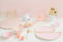 Sugar & Cloth 9 Inch Semi Circle Paper Plate, Pink with Gold Edge, 16 Count