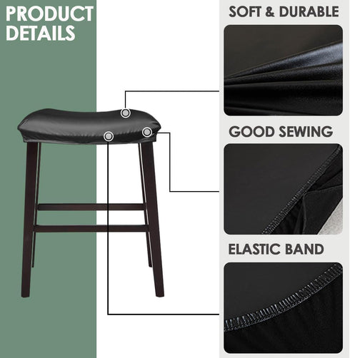 Set 2 Counter Bar Stool Cover Rectangle of Waterproof PU Height Bar stools Slipcovers Saddle Stool Slipcover Bench Seat