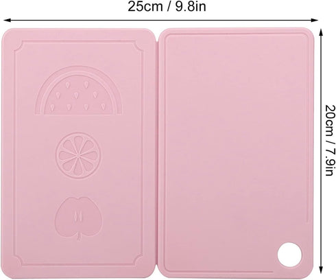 Small Cutting Board, Folding Plastic Cutting Board with Juice Grooves, Mini Pink Fruit Cutting Board