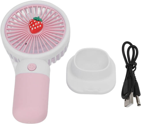 Mini Handheld Fan - USB Rechargeable Cartoon Strawberry Portable Fan for Home Office Outdoor