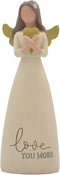 Blossom Bucket Love You More Heart - 6 inch Resin Stone Collectible Angel Figurine