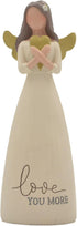 Blossom Bucket Love You More Heart - 6 inch Resin Stone Collectible Angel Figurine