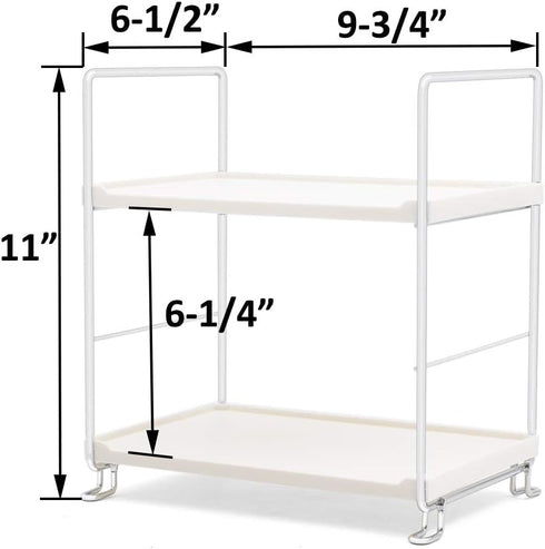 kaileyouxiangongsi Plastic/Metal Freestanding Stackable Organizer Shelf,Bathroom Countertop Storage Shelf Cosmetic Organizer Holder Kitchen Spice Rack,2-Tier Standing Rack (Silver) by kaileyouxiangongsi
