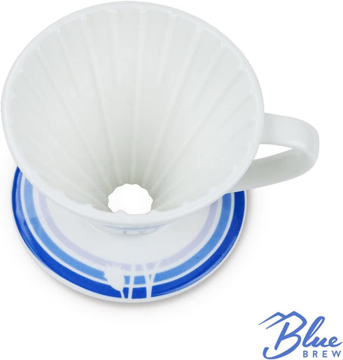 BLUE BREW Ceramic Pour Over Coffee Dripper, Size 01 Cone Coffee Maker (1-2 Cups), Portable Manual Brew Maker,