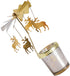 Rotating Candlestick Holder Christmas Carousel Spinning Deer Tea Light Table Decoration Gold